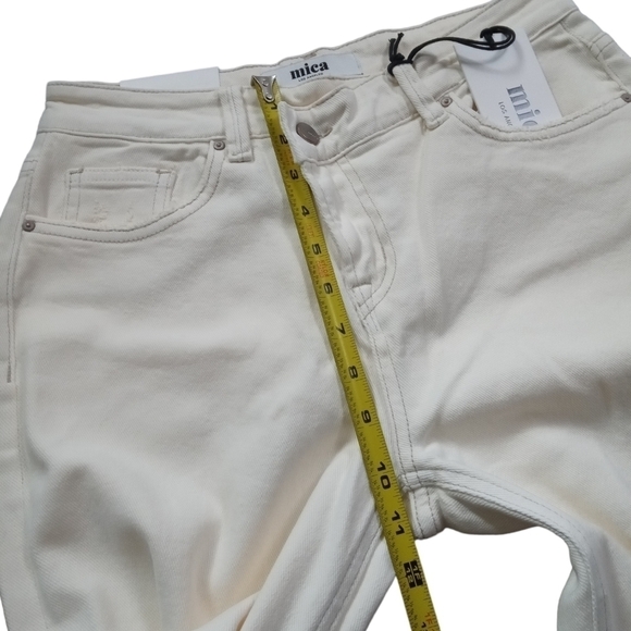 Mica Women's High Waisted Cream Flare Slit Wide Leg Jean NWT Size 24 - Picture 7 of 11